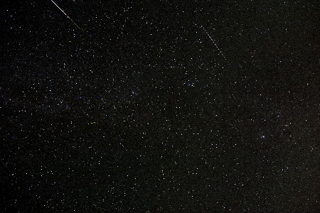 Five Perseids 2018 and one Iridium Flare uploaded by Peter C. Slansky