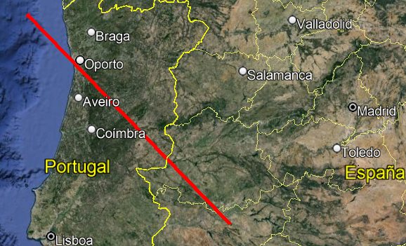 Figure 1- Path of the May 18, 2024, 22h 46min UT fireball calculated by.